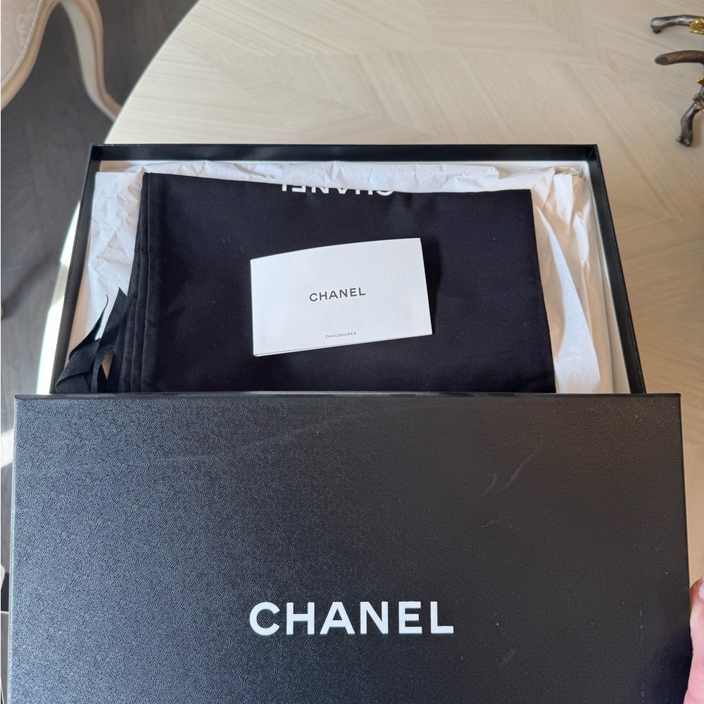 CHANEL Quilted Athletic Shoes in Black, Blue, and Beige - Picture 7 of 8